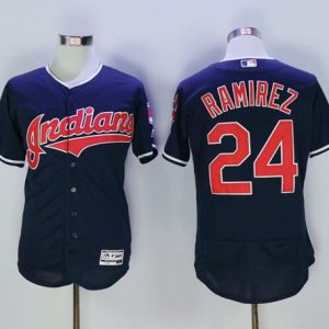 Cleveland Indians #24 Manny Ramirez Navy Blue Flexbase Collection Stitched MLB Jersey