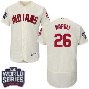 Cleveland Indians #26 Mike Napoli Cream Flexbase Collection 2016 World Series Bound Stitched MLB Jersey