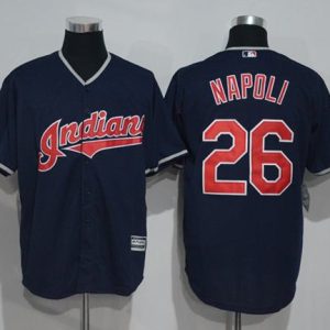 Cleveland Indians #26 Mike Napoli Navy Blue New Cool Base Stitched MLB Jersey