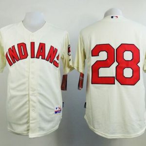 Cleveland Indians #28 Corey Kluber Cream Cool Base Stitched MLB Jersey