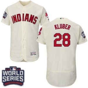 Cleveland Indians #28 Corey Kluber Cream Flexbase Collection 2016 World Series Bound Stitched MLB Jersey