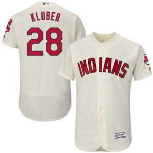 Cleveland Indians #28 Corey Kluber Cream Flexbase Collection Stitched MLB Jersey