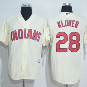 Cleveland Indians #28 Corey Kluber Cream New Cool Base Stitched MLB Jersey