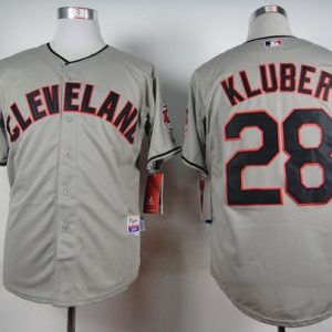 Cleveland Indians #28 Corey Kluber Grey Cool Base Stitched MLB Jersey