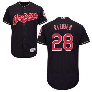 Cleveland Indians #28 Corey Kluber Navy Blue Flexbase Collection Stitched MLB Jersey