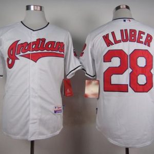 Cleveland Indians #28 Corey Kluber White Cool Base Stitched MLB Jersey