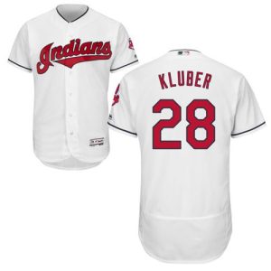 Cleveland Indians #28 Corey Kluber White Flexbase Collection Stitched MLB Jersey