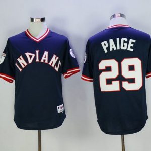 Cleveland Indians #29 Satchel Paige Navy Blue 1976 Turn Back The Clock Stitched MLB Jersey