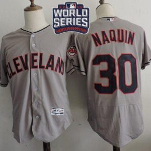 Cleveland Indians #30 Tyler Naquin Grey Flexbase Collection 2016 World Series Bound Stitched MLB Jersey