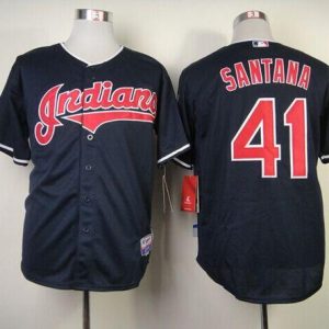 Cleveland Indians #41 Carlos Santana Navy Blue Cool Base Stitched MLB Jersey