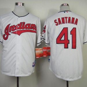 Cleveland Indians #41 Carlos Santana White Cool Base Stitched MLB Jersey