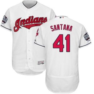 Cleveland Indians #41 Carlos Santana White Flexbase Collection 2016 World Series Bound Stitched MLB Jersey