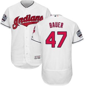 Cleveland Indians #47 Trevor Bauer White Flexbase Collection 2016 World Series Bound Stitched MLB Jersey