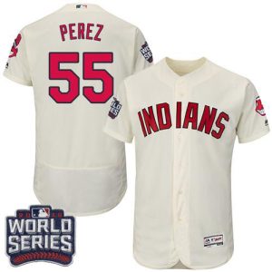 Cleveland Indians #55 Roberto Perez Cream Flexbase Collection 2016 World Series Bound Stitched MLB Jersey