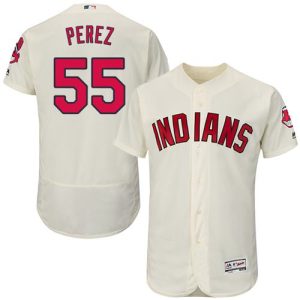 Cleveland Indians #55 Roberto Perez Cream Flexbase Collection Stitched MLB Jersey