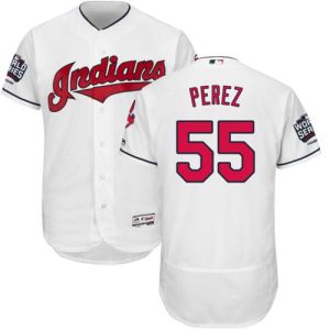 Cleveland Indians #55 Roberto Perez White Flexbase Collection 2016 World Series Bound Stitched MLB Jersey