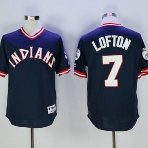 Cleveland Indians #7 Kenny Lofton Navy Blue 1976 Turn Back The Clock Stitched MLB Jersey