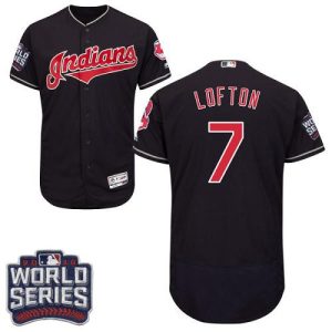 Cleveland Indians #7 Kenny Lofton Navy Blue Flexbase Collection 2016 World Series Bound Stitched MLB Jersey