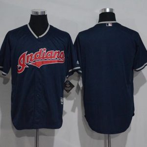 Cleveland Indians Blank Navy Blue New Cool Base Stitched MLB Jersey