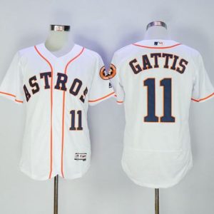 Houston Astros #11 Evan Gattis White Flexbase Collection Stitched MLB Jersey