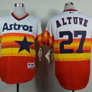 Houston Astros #27 Jose Altuve White/Orange 1980 Turn Back The Clock Stitched MLB Jersey