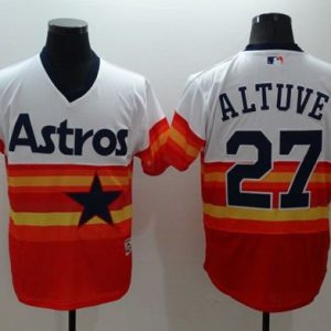 Houston Astros #27 Jose Altuve White/Orange Flexbase Collection Cooperstown Stitched MLB Jersey