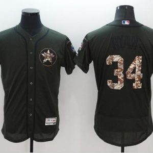 Houston Astros #34 Nolan Ryan Green Flexbase Collection Salute to Service Stitched MLB Jersey