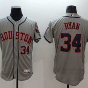 Houston Astros #34 Nolan Ryan Grey Flexbase Collection Stitched MLB Jersey