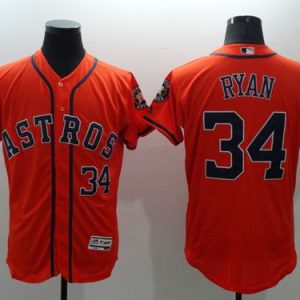 Houston Astros #34 Nolan Ryan Orange Flexbase Collection Stitched MLB Jersey