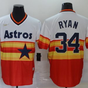 Houston Astros #34 Nolan Ryan White/Orange Stitched MLB Jersey