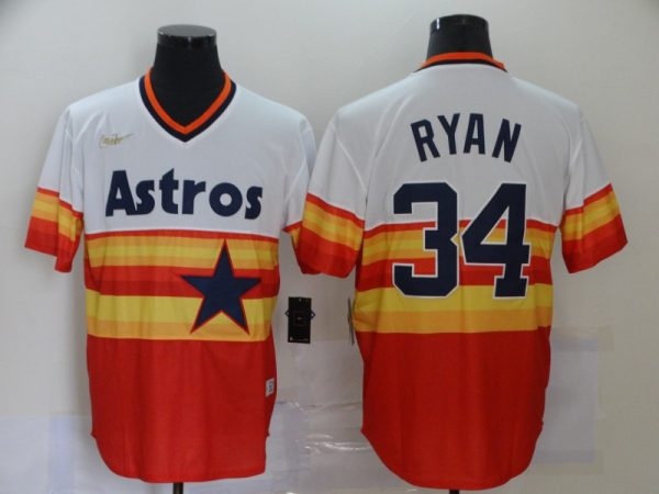 Houston Astros #34 Nolan Ryan White/Orange Stitched MLB Jersey