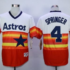 Houston Astros #4 George Springer White/Orange 1980 Turn Back The Clock Stitched MLB Jersey