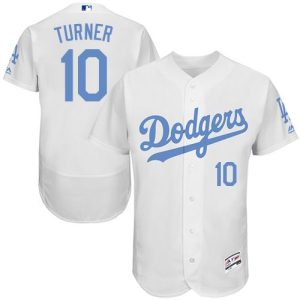 Los Angeles Dodgers #10 Justin Turner White Flexbase Collection 2016 Father's Day Stitched MLB Jersey