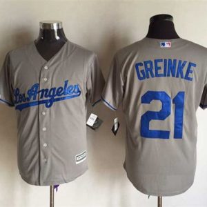 Los Angeles Dodgers #21 Zack Greinke Grey New Cool Base Stitched MLB Jersey