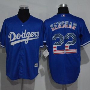 Los Angeles Dodgers #22 Clayton Kershaw Blue USA Flag Fashion Stitched MLB Jersey