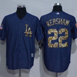 Los Angeles Dodgers #22 Clayton Kershaw Denim Blue Salute to Service Stitched MLB Jersey