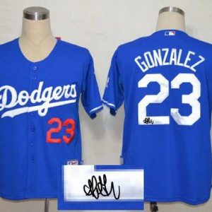 Los Angeles Dodgers #23 Adrian Gonzalez Blue Cool Base Autographed Stitched MLB Jersey