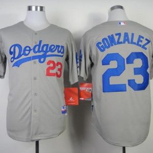 Los Angeles Dodgers #23 Adrian Gonzalez Grey Cool Base Stitched MLB Jersey