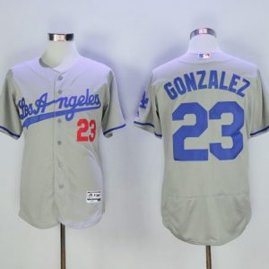 Los Angeles Dodgers #23 Adrian Gonzalez Grey Flexbase Collection Road Stitched MLB Jersey