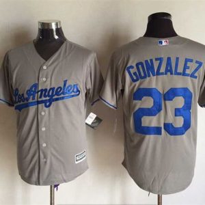 Los Angeles Dodgers #23 Adrian Gonzalez Grey New Cool Base Stitched MLB Jersey