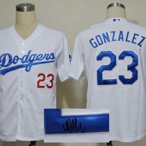 Los Angeles Dodgers #23 Adrian Gonzalez White Cool Base Autographed Stitched MLB Jersey