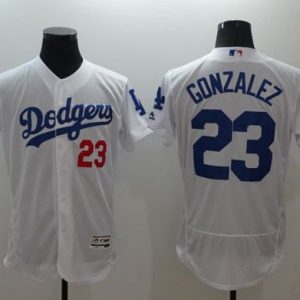 Los Angeles Dodgers #23 Adrian Gonzalez White Flexbase Collection Stitched MLB Jersey