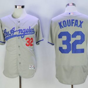 Los Angeles Dodgers #32 Sandy Koufax Gray Flexbase Collection Road Stitched MLB Jersey