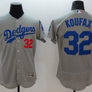 Los Angeles Dodgers #32 Sandy Koufax Grey Flexbase Collection Stitched MLB Jersey