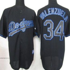 Los Angeles Dodgers #34 Fernando Valenzuela Black Fashion Stitched MLB Jersey