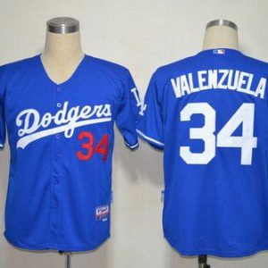 Los Angeles Dodgers #34 Fernando Valenzuela Blue Cool Base Stitched MLB Jersey