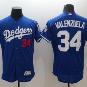 Los Angeles Dodgers #34 Fernando Valenzuela Blue Flexbase Collection Stitched MLB Jersey