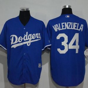 Los Angeles Dodgers #34 Fernando Valenzuela Blue New Cool Base Stitched MLB Jersey