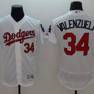 Los Angeles Dodgers #34 Fernando Valenzuela White Fashion Stars & Stripes Flexbase Stitched MLB Jersey