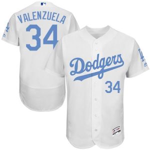 Los Angeles Dodgers #34 Fernando Valenzuela White Flexbase Collection 2016 Father's Day Stitched MLB Jersey